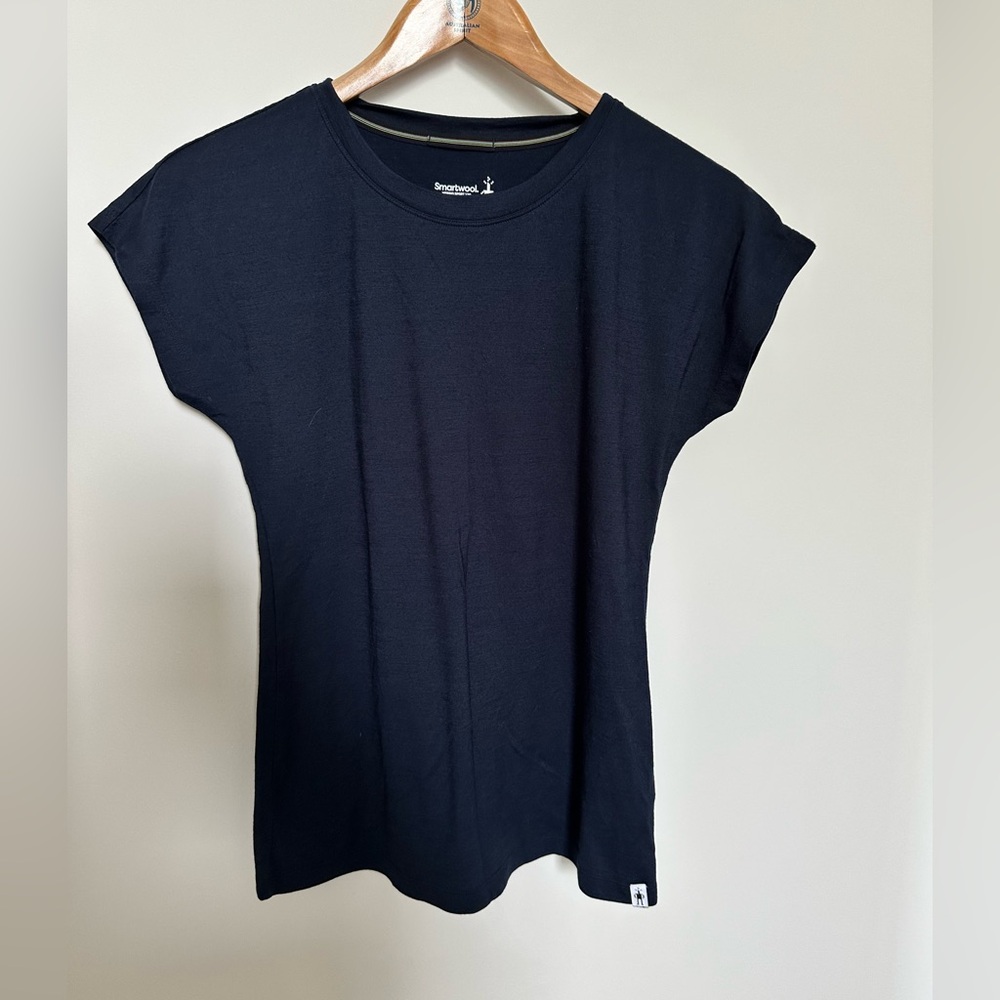 Smartwool Blue Fitted Cap Sleeve T-Shirt